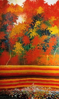 Ayesha Siddiqui, 42 x 72 Inch, Oil on Canvas, Landcape Painting, AC-AYS-136